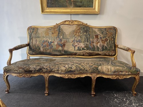 Salon Louis XV en tapisserie et bois doré - Sièges Style Louis XV