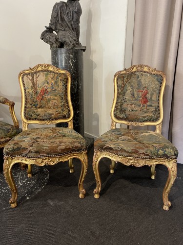 Salon Louis XV en tapisserie et bois doré - Blue Antique - Enzo Gironi 
