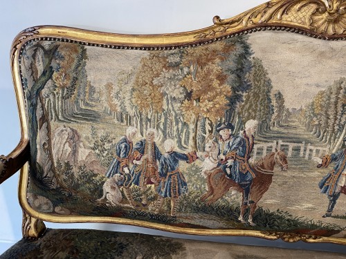 XVIIIe siècle - Salon Louis XV en tapisserie et bois doré