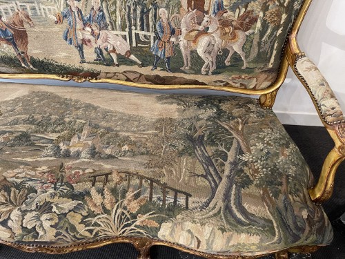 Louis XV - Salon Louis XV en tapisserie et bois doré