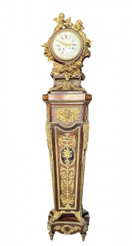 Régulateur de parquet en bois de placage et bronze doré fin XIXe siècle
