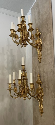 XIXe siècle - Importante paire d'appliques en bronze doré, XIXe siècle
