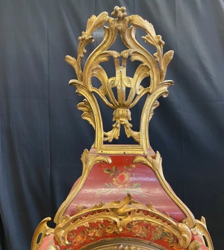 Grand cartel et sa console d'époque Louis XV, signé " Vallette à Paris " - Horlogerie Style Louis XV