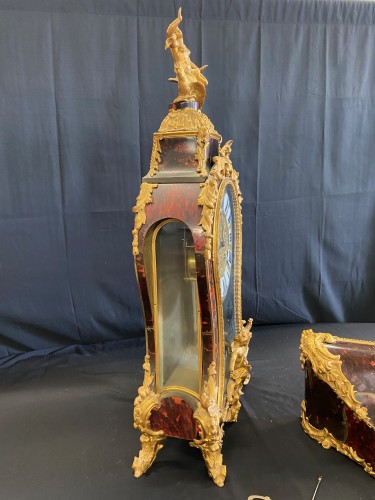 Antiquités - Cartel et sa console d'époque Louis XV, signé " G. J. Champion à Paris "