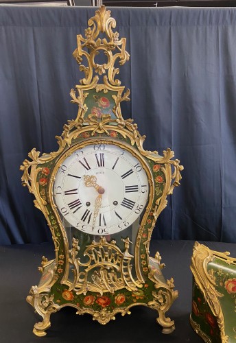 Cartel et sa console d'époque Louis XV, signé " Mayer à Chalon sur Saône " - Horlogerie Style 