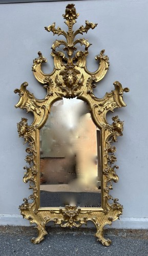 Console et son miroir en bois doré, Rome, XVIIIe siècle - Mobilier Style 