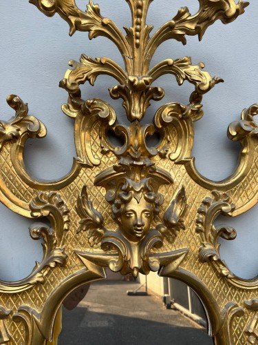 XVIIIe siècle - Console et son miroir en bois doré, Rome, XVIIIe siècle