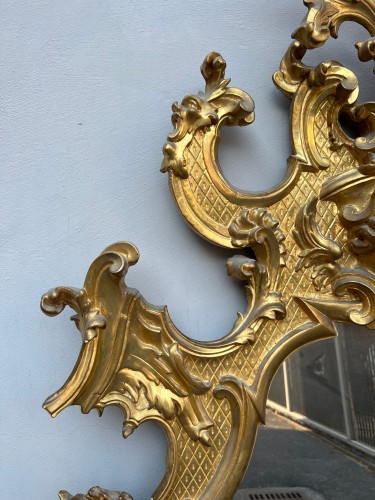 Console et son miroir en bois doré, Rome, XVIIIe siècle - 