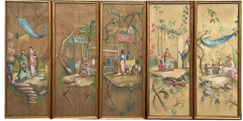 Ensemble de cinq panneaux « Chinoiserie »