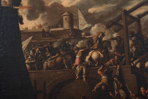 Tableaux et dessins Tableaux XVIIe siècle - Scène de bataille - École Lombarde du 17e siècle