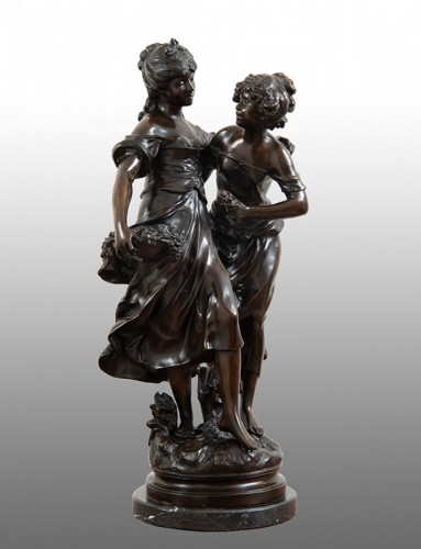 XIXe siècle - Couple de jeunes filles - Auguste Moreau (1834-1917)