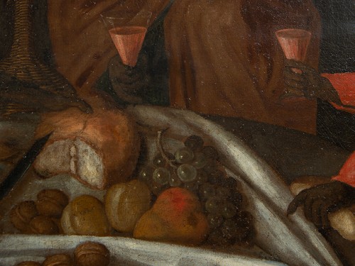 Le déjeuner des singes - École flamande datée de 1697 - Borrelli Antichita