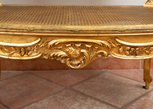 Small caned and gilded sofa Napoleon III - 