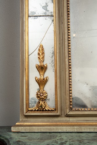 XIXe siècle - Ensemble console et miroir en bois laqué et doré Gênes 19e siècle