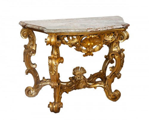 18th century Roman console in gilded wood