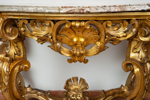 Furniture  - 18th century Roman console in gilded wood