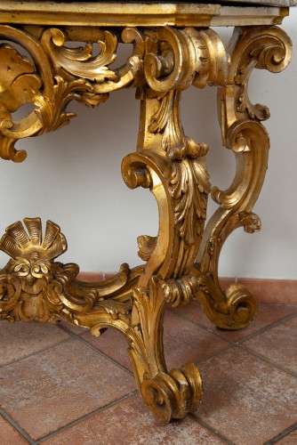 Console romaine en bois doré du XVIIIe siècle - Borrelli Antichita