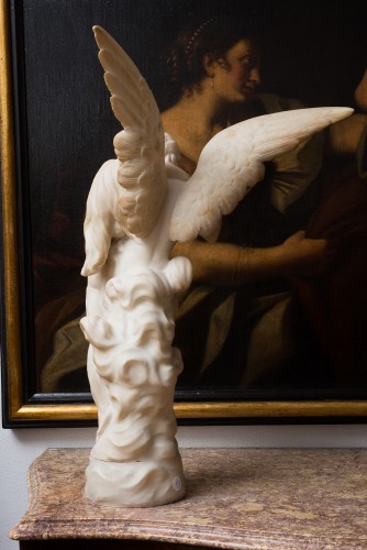 Amour et Psyché - Sculpture fin 19e en albâtre  - Borrelli Antichita