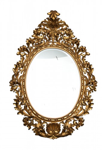 Miroir florentin en bois doré et sculpté