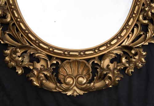 Miroirs, Trumeaux  - Miroir florentin en bois doré et sculpté