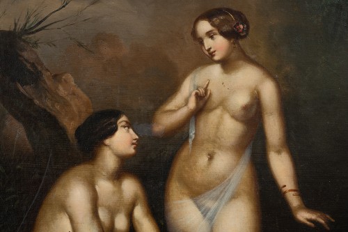 Tableaux et dessins Tableaux XIXe siècle - Femmes au bain, école française de la fin du 19e siècle