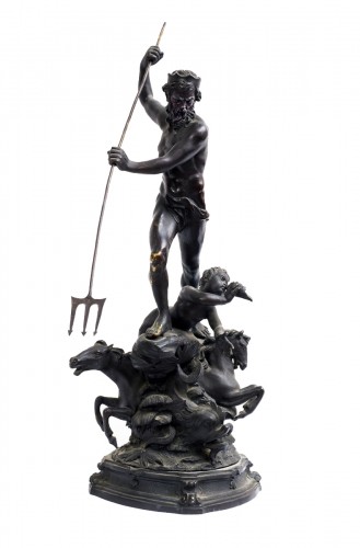Bronze ancienne Le triomphe de Neptune Signé Avolio 19ème siècle