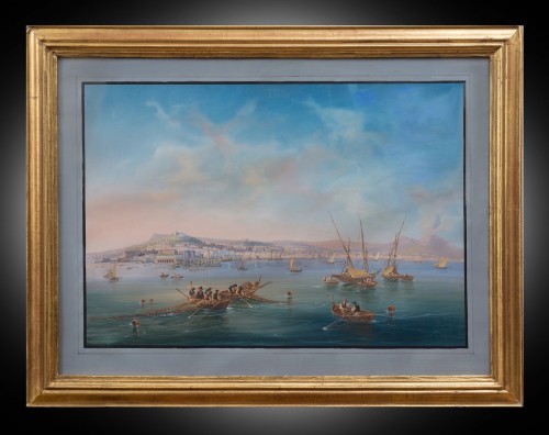 View of Naples - Gouache 19th century - 