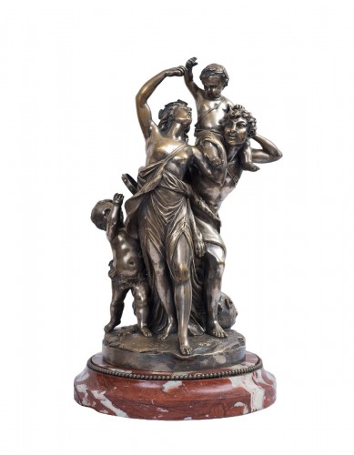 Groupe en bronze argenté représentant le triomphe de bacchus XIX siècle