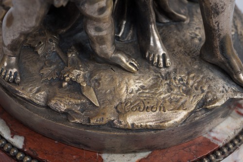 Sculpture  - Groupe en bronze argenté représentant le triomphe de bacchus XIX siècle