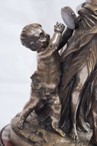Groupe en bronze argenté représentant le triomphe de bacchus XIX siècle - Borrelli Antichita