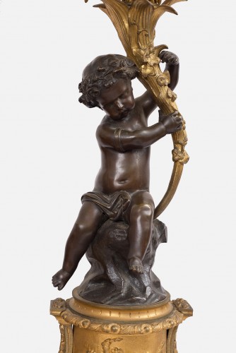 Pair of large Putti candelabras, late 19th century - Lighting Style 
