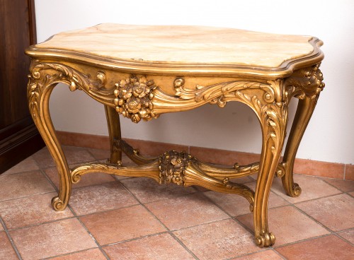 Table en bois doré sculpté, fin 19 siècle - Napoléon III