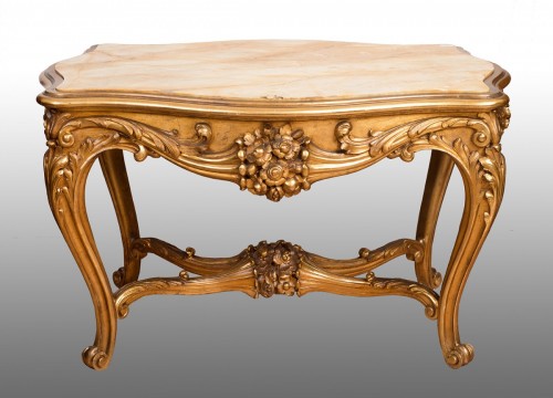 Napoléon III - Table en bois doré sculpté, fin 19 siècle