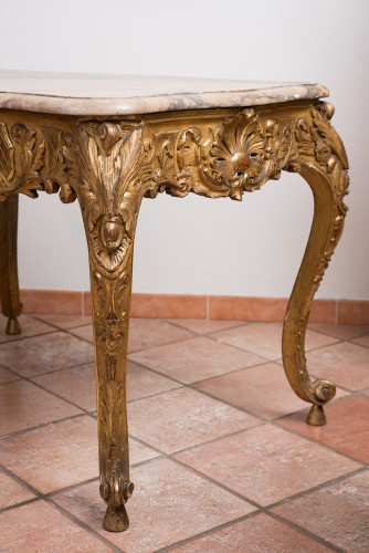 Table de salon en bois doré et sculpté, fin XIXe siècle - Mobilier Style 