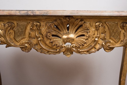 Table de salon en bois doré et sculpté, fin XIXe siècle - Borrelli Antichita