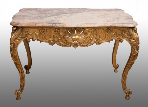  - Table de salon en bois doré et sculpté, fin XIXe siècle