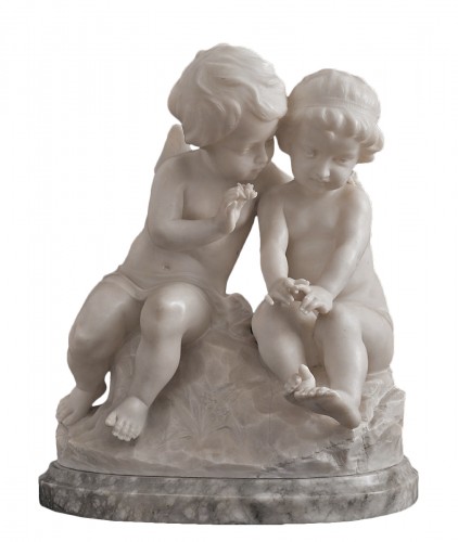 Albâtre représentant deux d'Angelots XIXe siècle