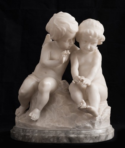 XIXe siècle - Albâtre représentant deux d'Angelots XIXe siècle