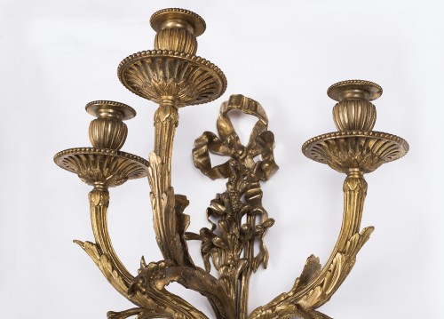 Paire d'appliques Napoléon III en bronze doré - Luminaires Style Napoléon III