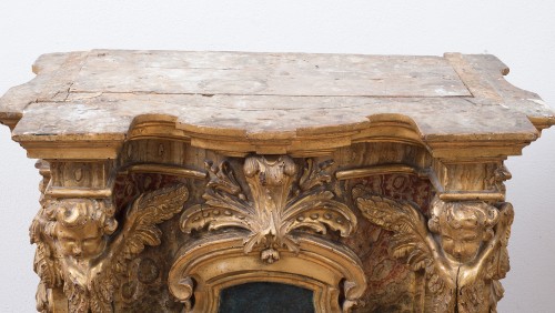 XVIIe siècle - Tabernacle en bois doré et sculpté - Italie, Rome XVIIe siècle