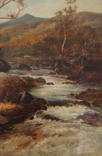 Paysage fluvial animé, France 19e siècle - Borrelli Antichita