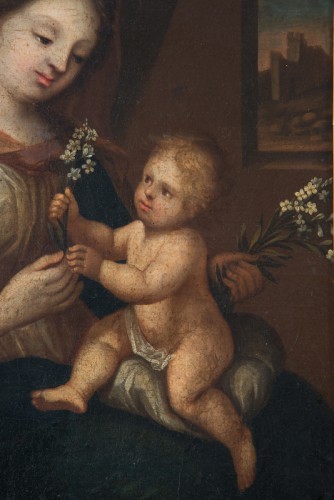 Vierge à l'Enfant, Lombardie XVIII siècle - Tableaux et dessins Style 