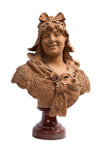 Buste de femme en terre cuite, 19e siècle
