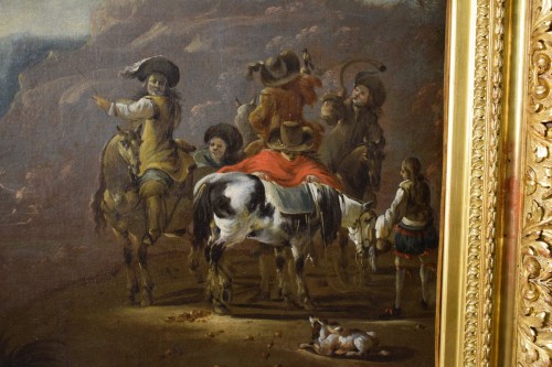 Scène de chasse, peintre hollandais de la fin du XVIIe siècle - Tableaux et dessins Style 