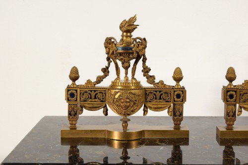 19th century - 19th Century, Pair of French Gilt Bronze Fireplace Chenets