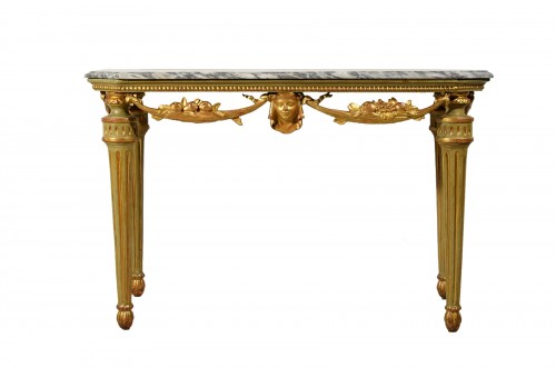 18th century, Italian Neoclassical Lacquered and Gilt Wood Console Table 