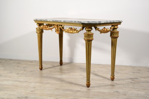 18th century, Italian Neoclassical Lacquered and Gilt Wood Console Table  - 
