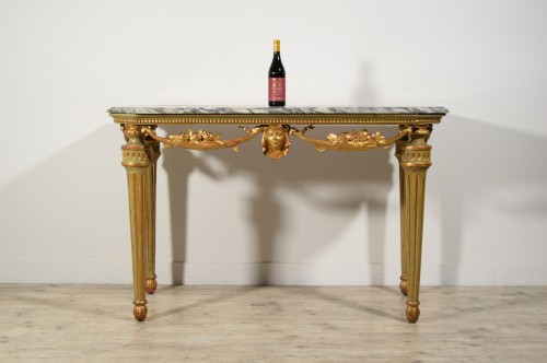 18th century - 18th century, Italian Neoclassical Lacquered and Gilt Wood Console Table 