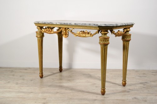 18th century, Italian Neoclassical Lacquered and Gilt Wood Console Table  - Louis XVI