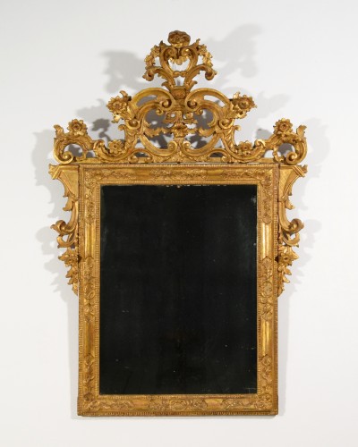 Miroir en bois sculpté et doré, Vénétie XVIIIe siècle - Miroirs, Trumeaux Style Louis XV